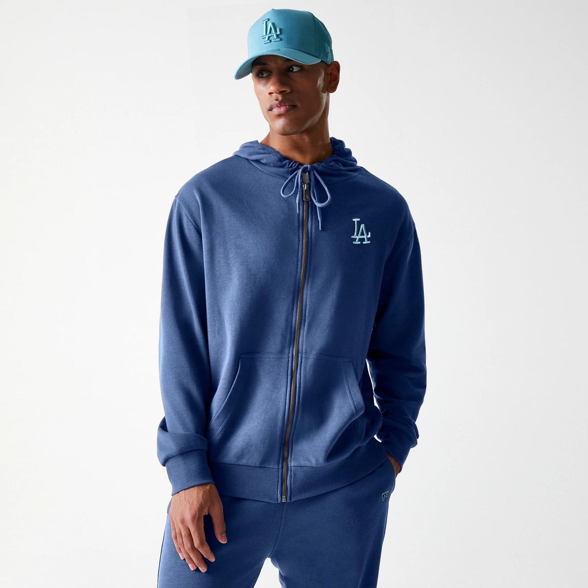 LA Dodgers MLB Midi League Essential Dark Blue Oversized Full Zip Hoodie-zelvios
