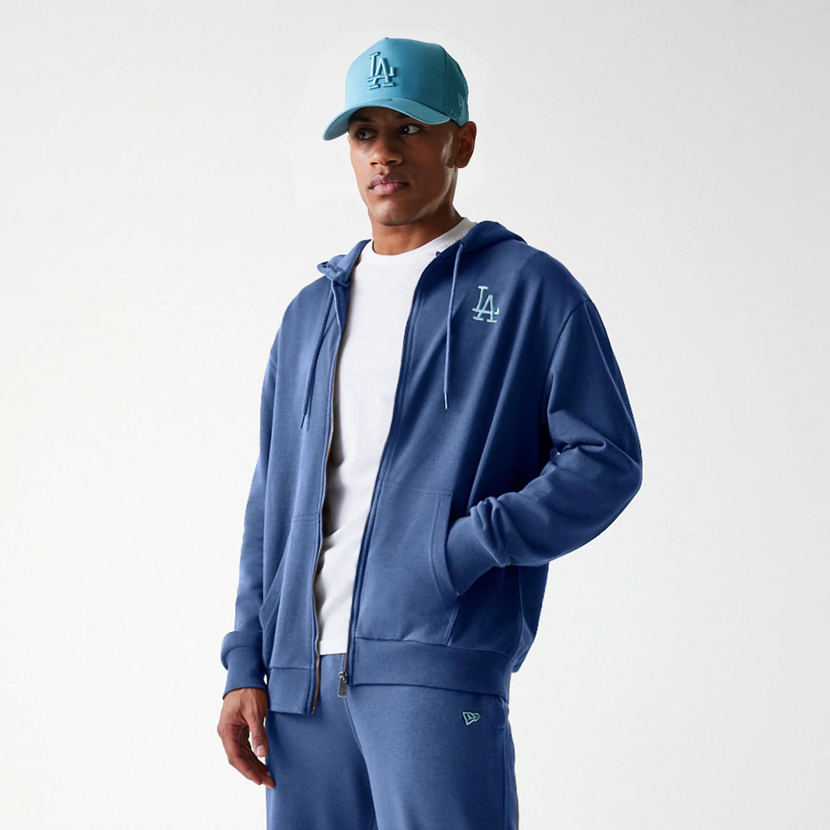 LA Dodgers MLB Midi League Essential Dark Blue Oversized Full Zip Hoodie-zelvios