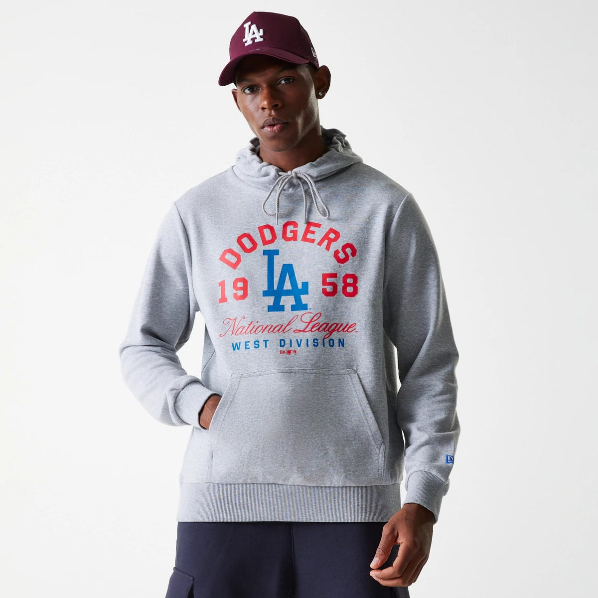 LA Dodgers MLB Wordmark Grey Pullover Hoodie-zelvios
