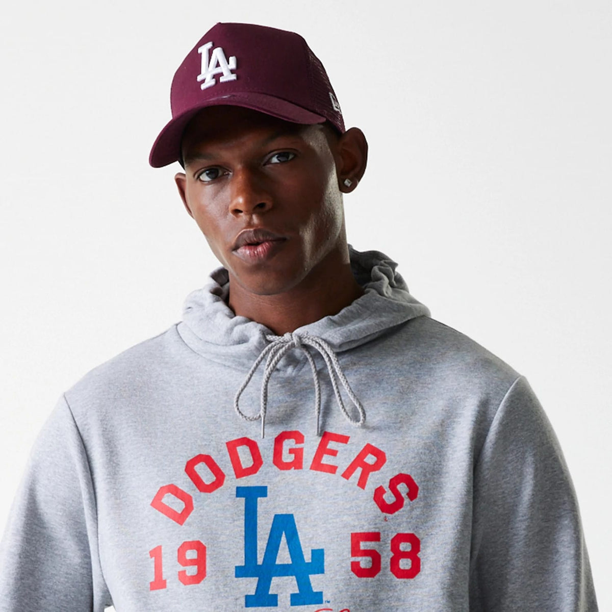 LA Dodgers MLB Wordmark Grey Pullover Hoodie-zelvios