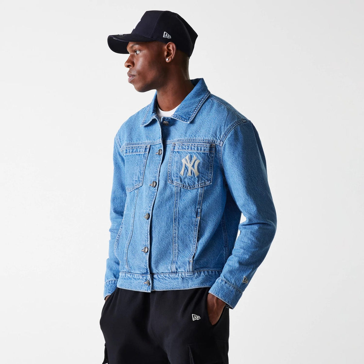 New York Yankees MLB Dark Blue Denim Jacket-zelvios