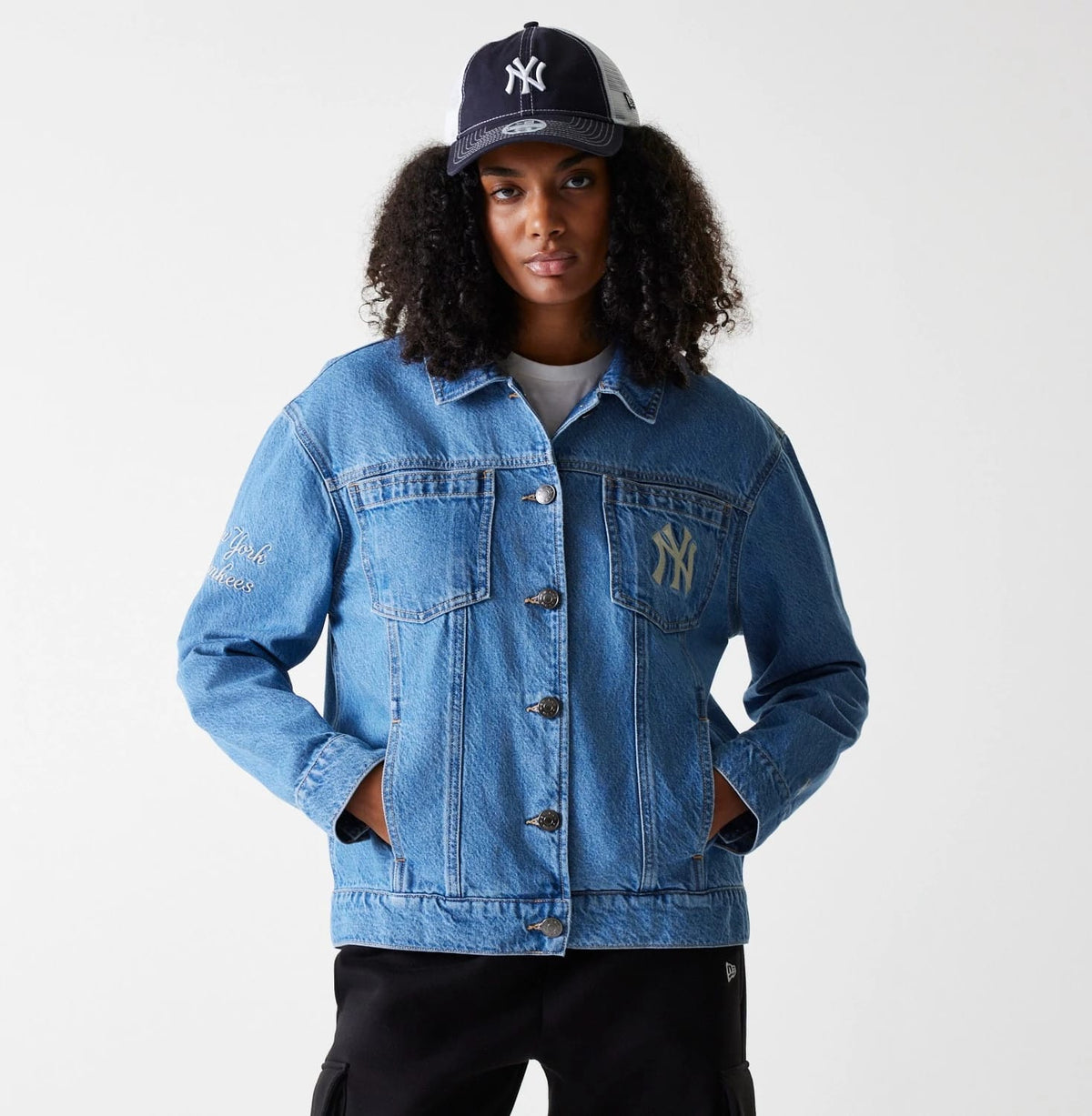 New York Yankees MLB Dark Blue Denim Jacket-zelvios