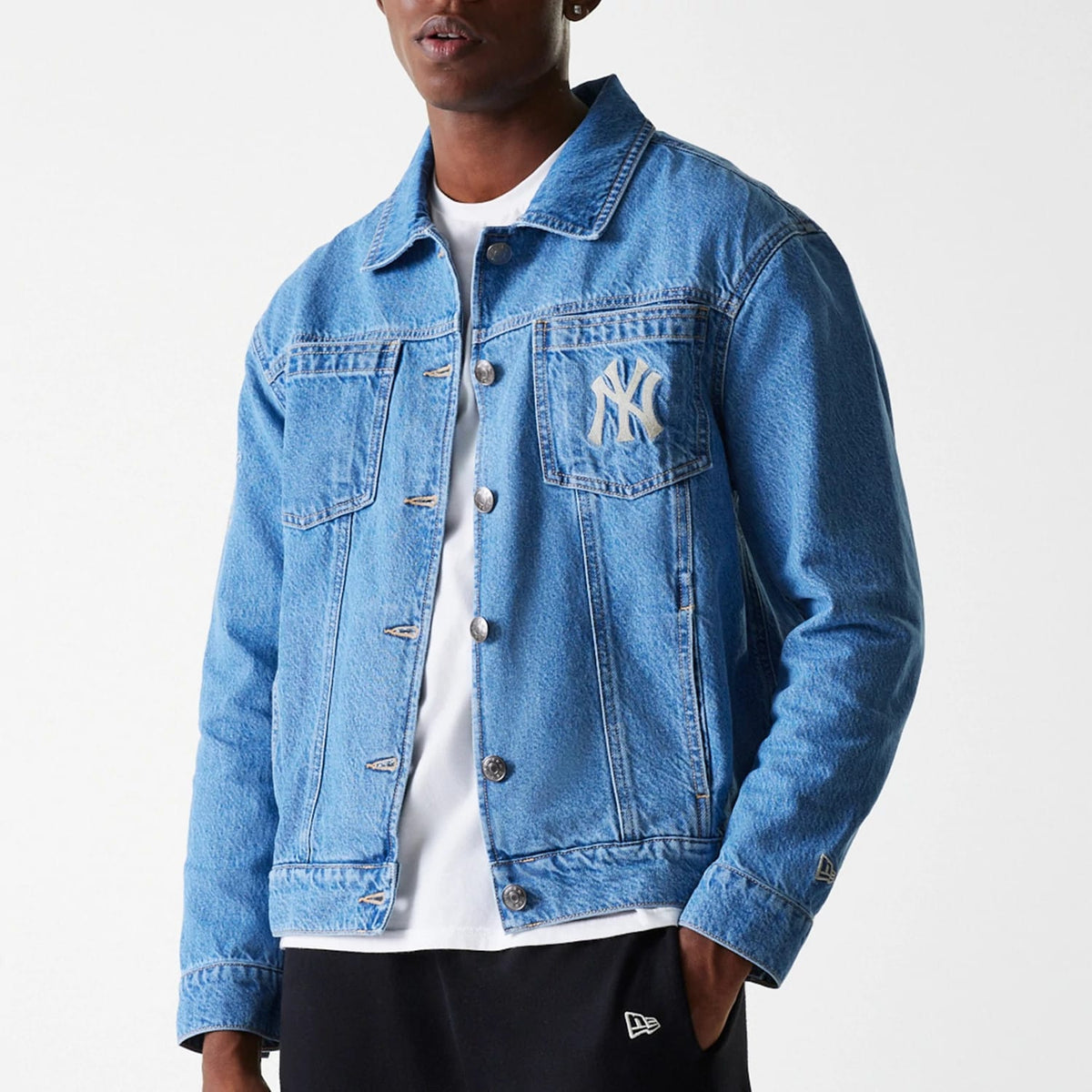 New York Yankees MLB Dark Blue Denim Jacket-zelvios