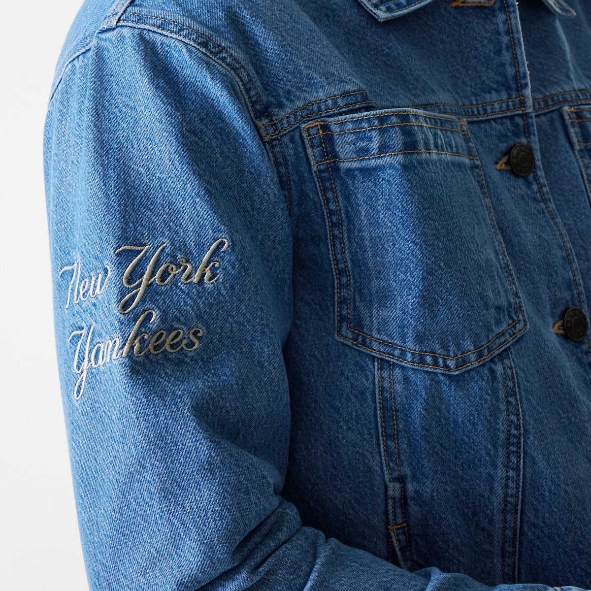 New York Yankees MLB Dark Blue Denim Jacket-zelvios
