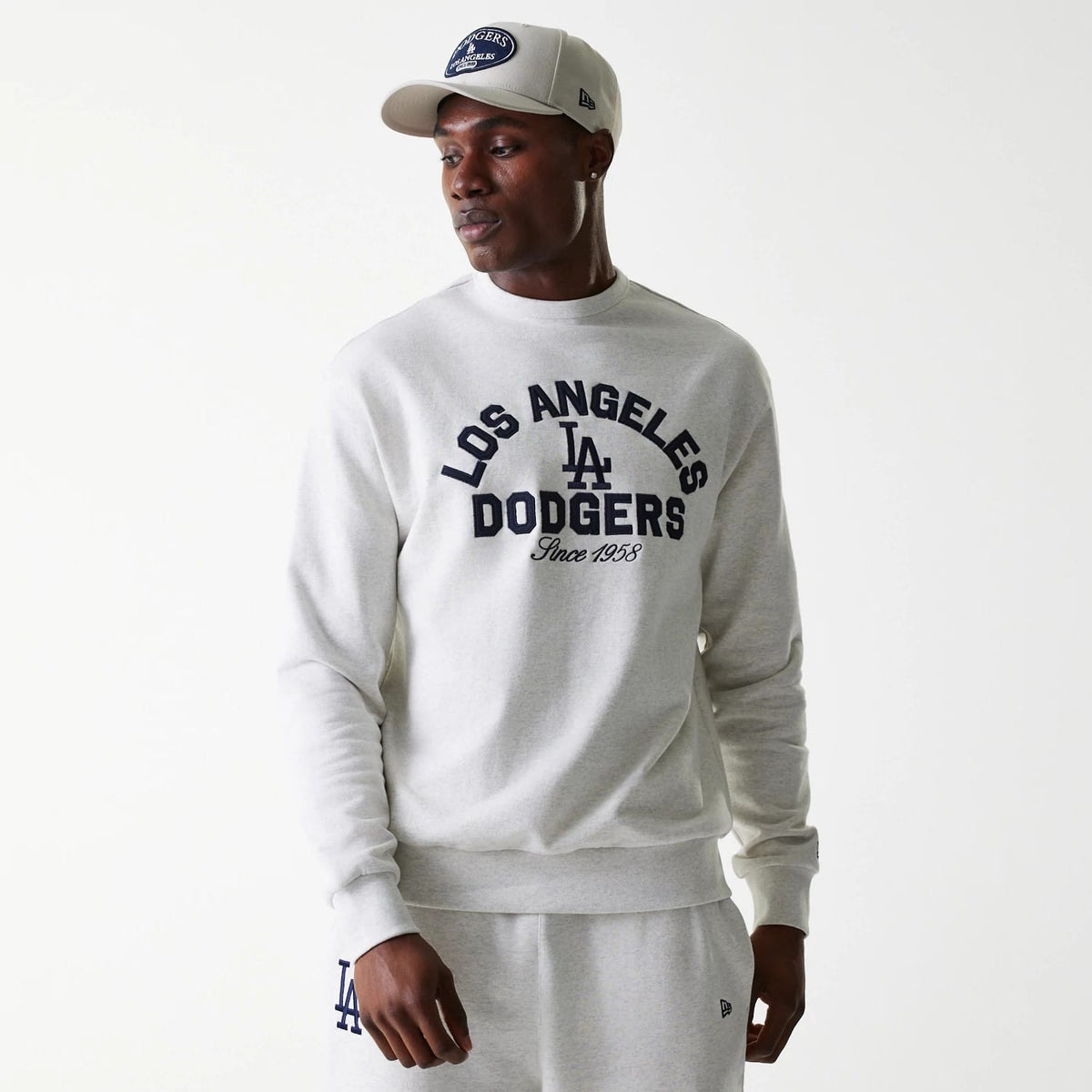 LA Dodgers MLB Heritage Pastel Grey Oversized Crew Neck Sweater-zelvios