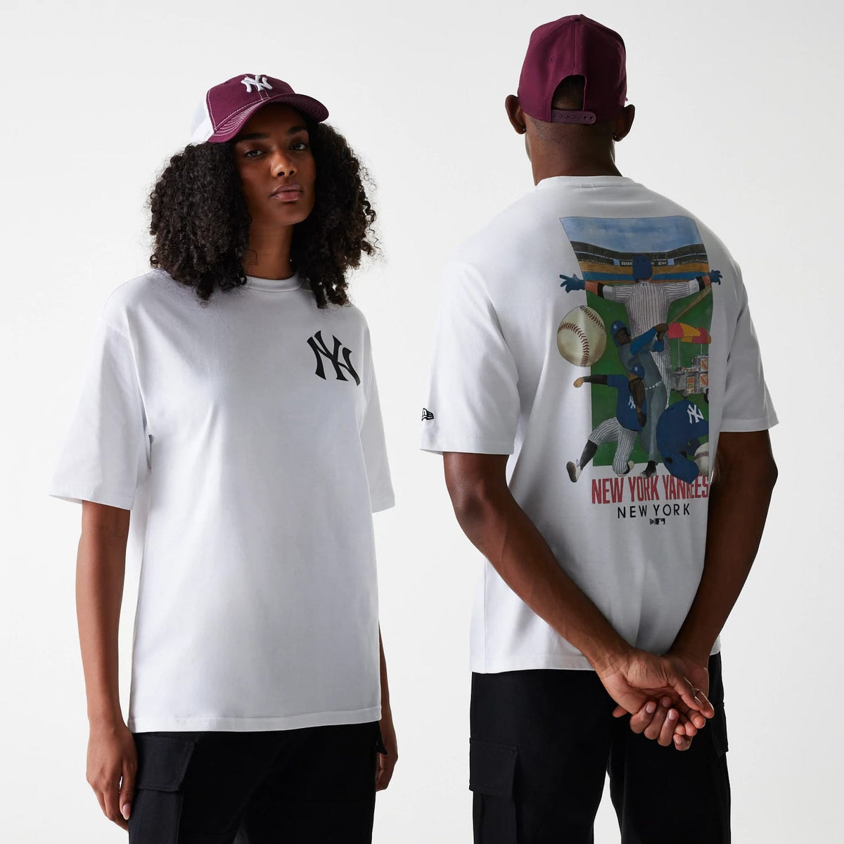 New York Yankees MLB Baseball Graphic White Oversized T-Shirt-zelvios