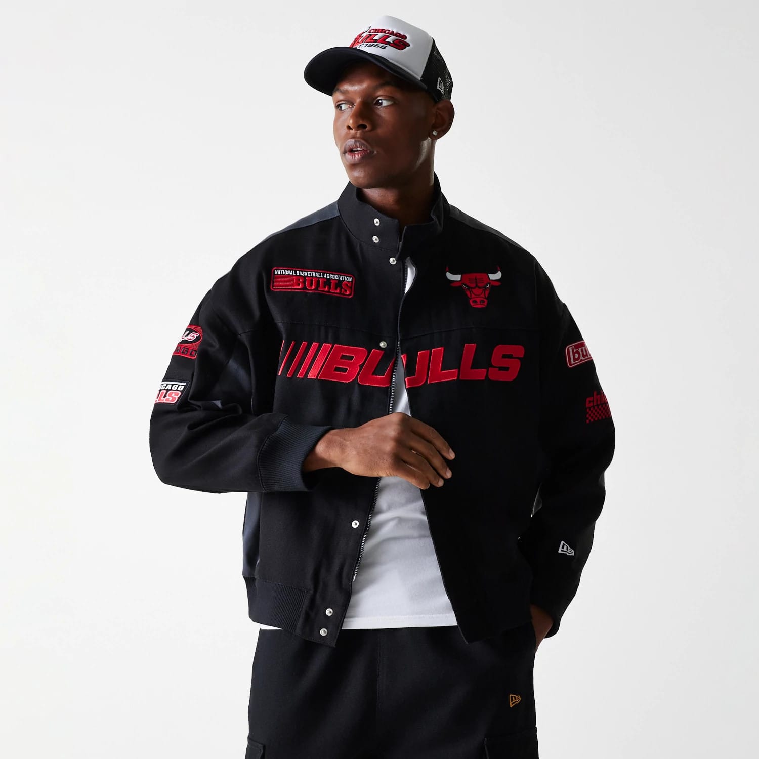 Chicago Bulls NBA Black Motorsports Jacket-kentox