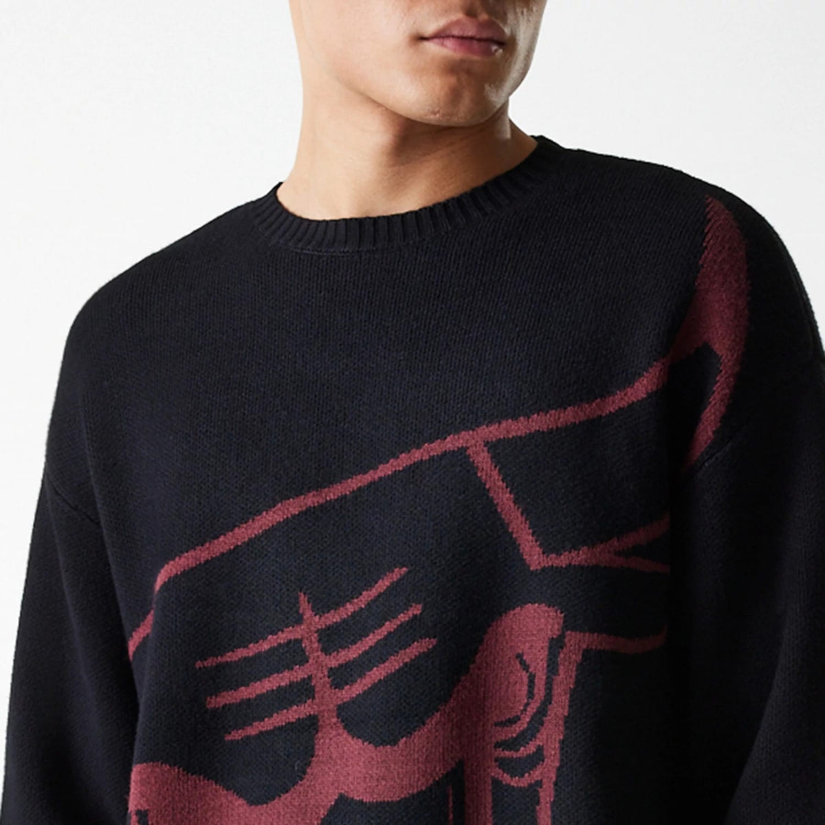 Chicago Bulls NBA Knit Black Oversized Knit Sweater-zelvios