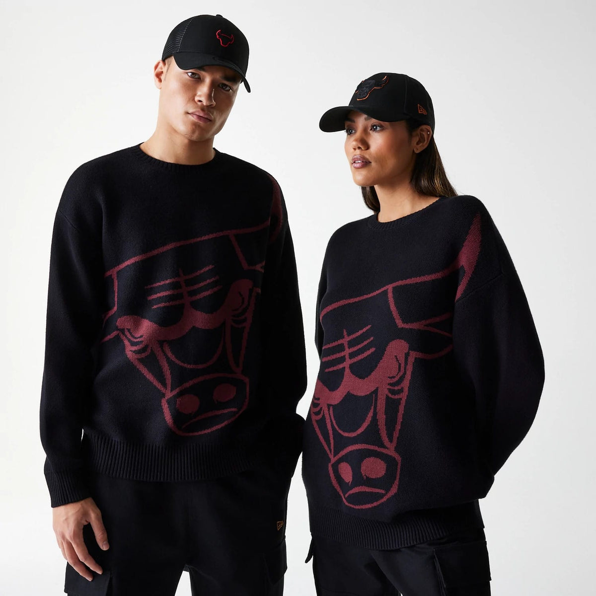 Chicago Bulls NBA Knit Black Oversized Knit Sweater-zelvios