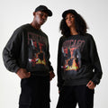 Chicago Bulls NBA Washed Graphic Grey Oversized Crew Neck Sweater-zelvios