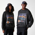 LA Lakers NBA Washed Graphic Grey Oversized Crew Neck Sweater-zelvios