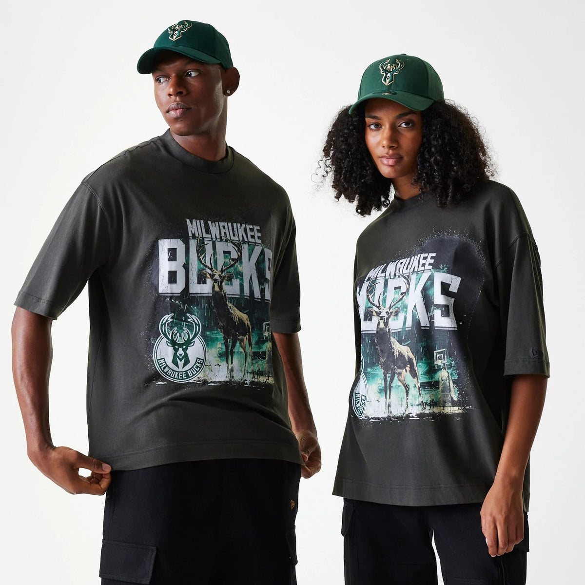 Milwaukee Bucks NBA Washed Graphic Grey T-Shirt-zelvios