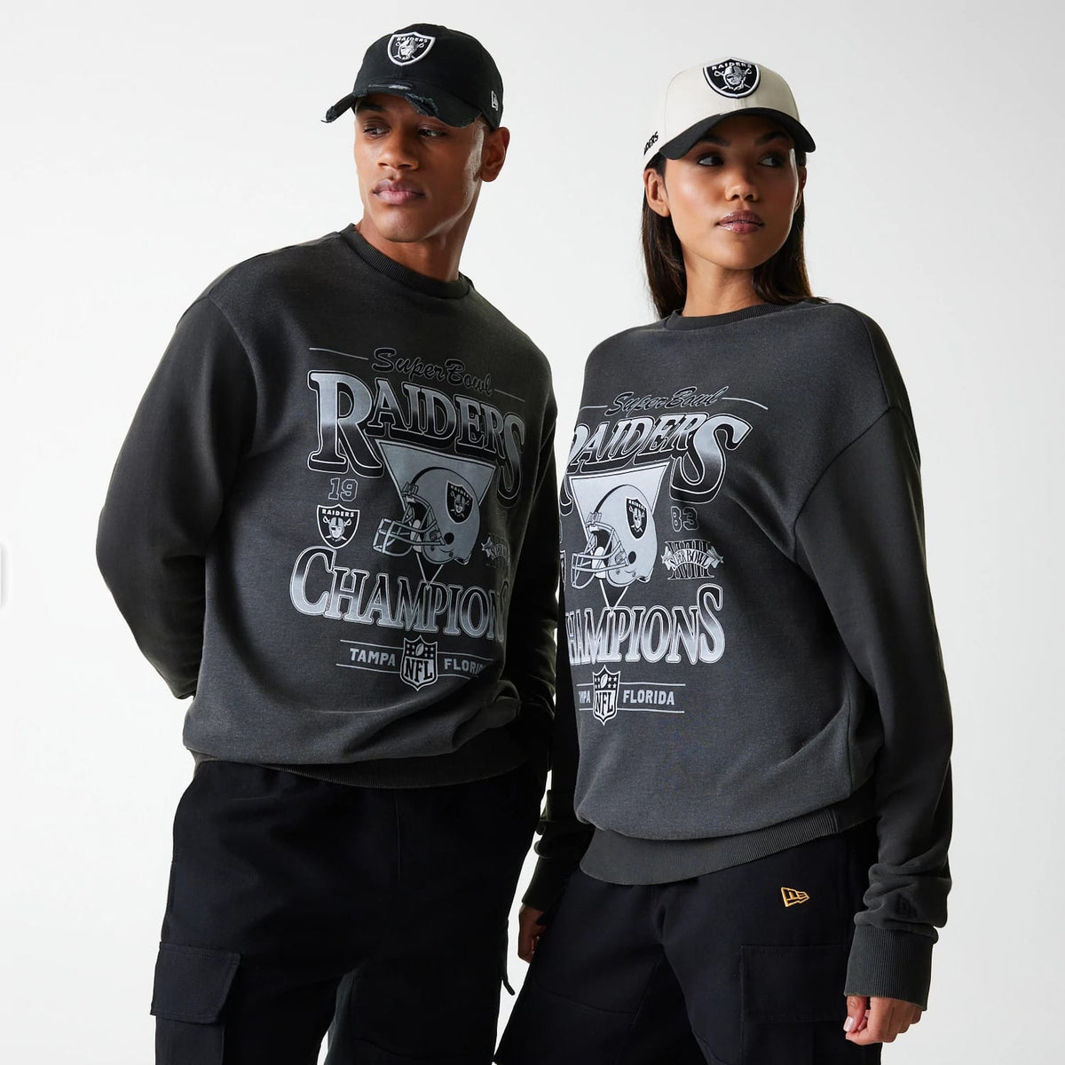 Las Vegas Raiders NFL Washed Super Bowl Grey Oversized Crew Neck Sweater-zelvios