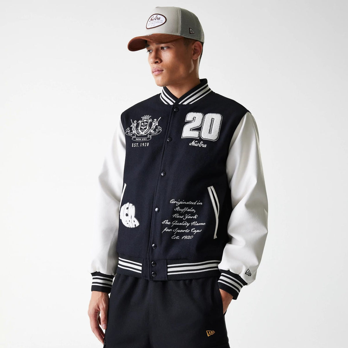 New Era Patch Black Varsity Jacket-zelvios