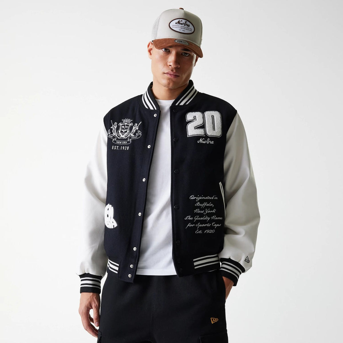 New Era Patch Black Varsity Jacket-zelvios