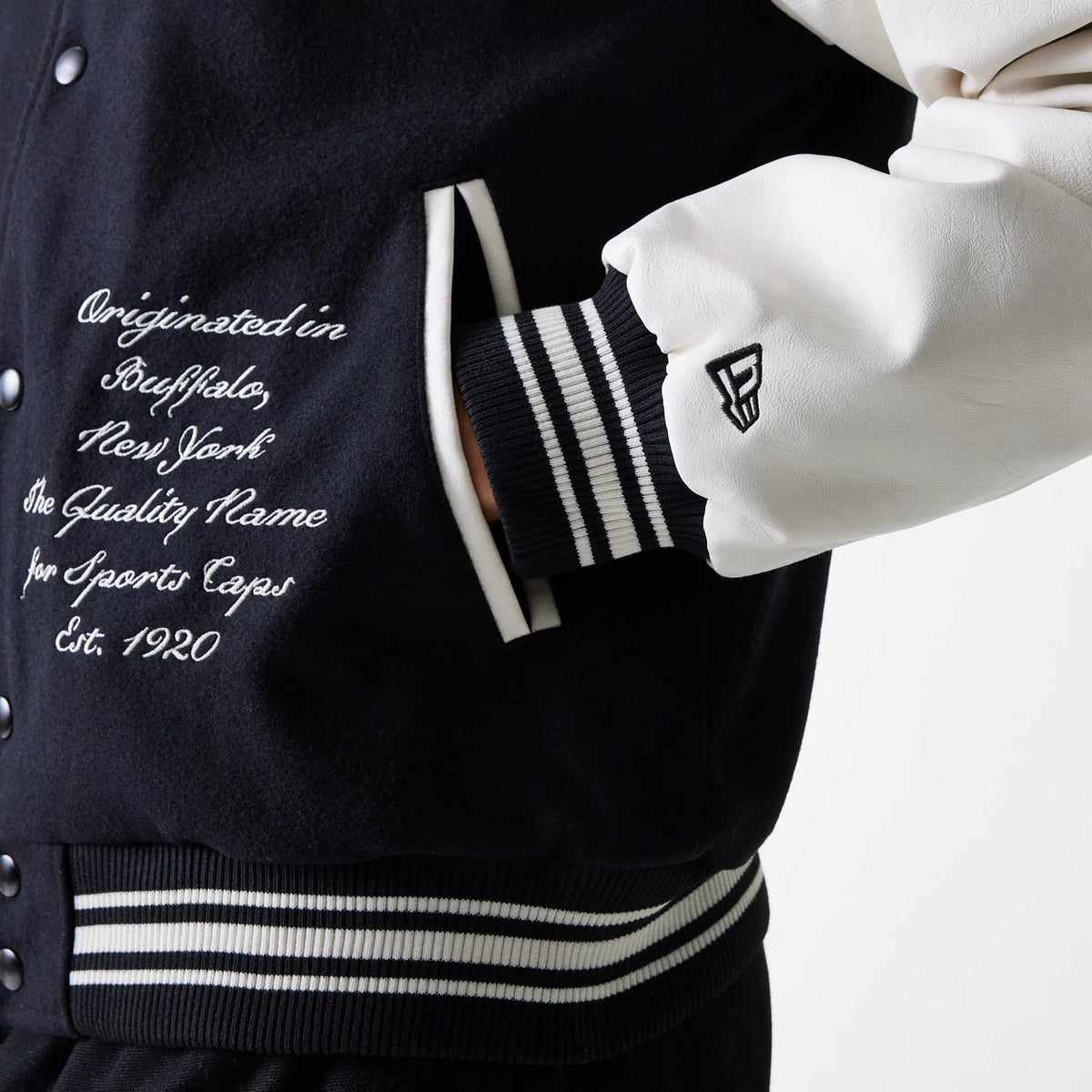 New Era Patch Black Varsity Jacket-zelvios