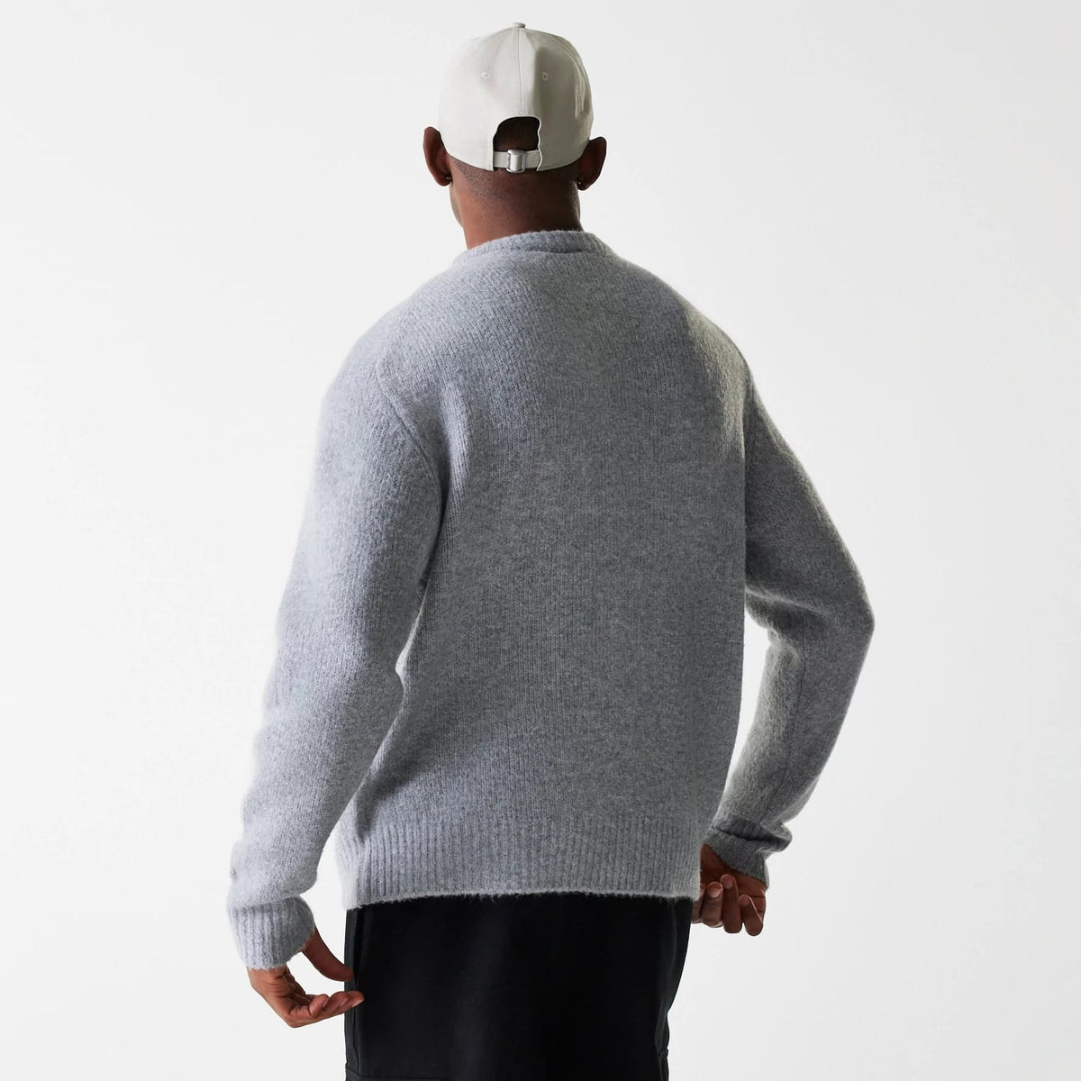 New Era Knit Grey Oversized Knit Sweater-zelvios