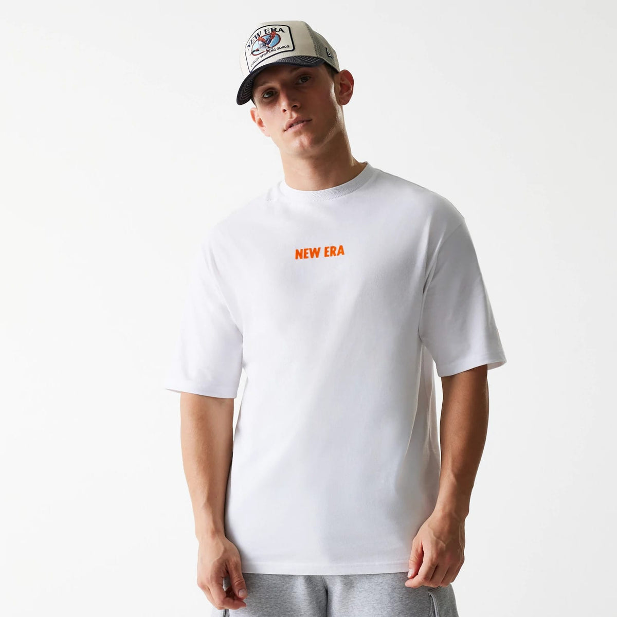 New Era Graphic White Oversized T-Shirt-zelvios