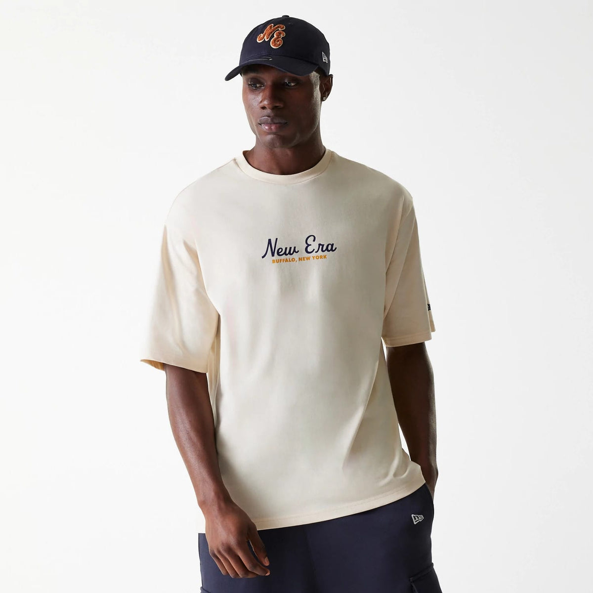 New Era Animal Graphic Light Beige Oversized T-Shirt-zelvios