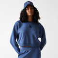 LA Dodgers Womens MLB Midi League Essential Dark Blue Cropped Crew Neck Sweater-zelvios