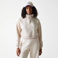 LA Dodgers Womens MLB Tonal Light Beige Cropped 1/4 Zip Sweater-zelvios
