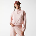 New York Yankees Womens MLB Tonal Pastel Pink Cropped 1/4 Zip Sweater-zelvios
