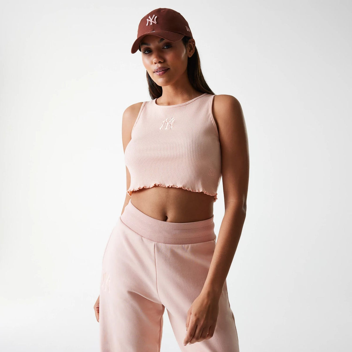 New York Yankees Womens MLB Rib Pastel Pink Rib Tank Top-zelvios