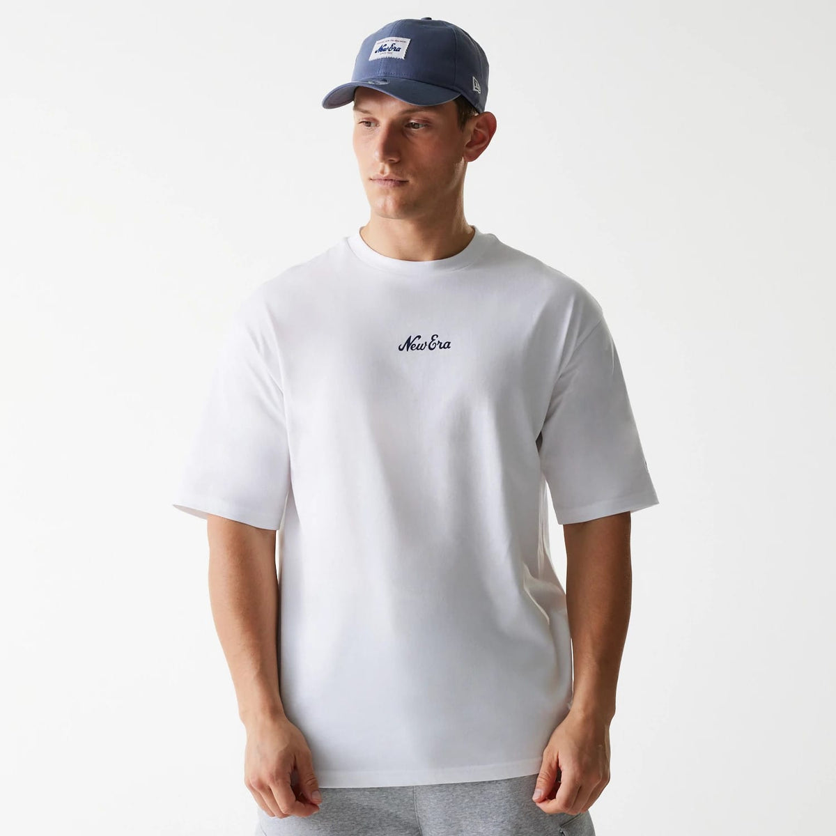 New Era Trucker Patch White Oversized T-Shirt-zelvios