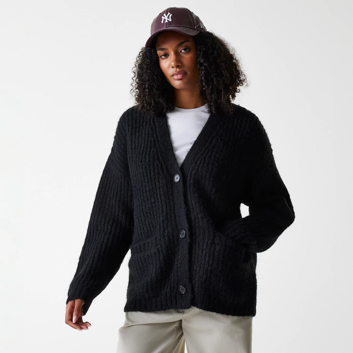 New York Yankees Womens MLB Knit Black Cardigan-zelvios