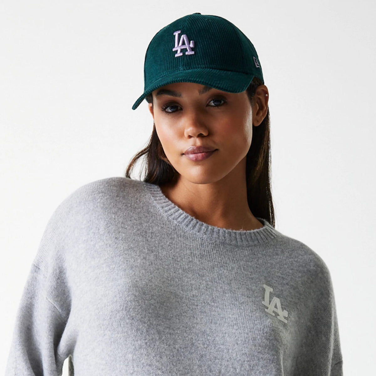 LA Dodgers Womens MLB Knit Grey Crew Neck Sweater-zelvios