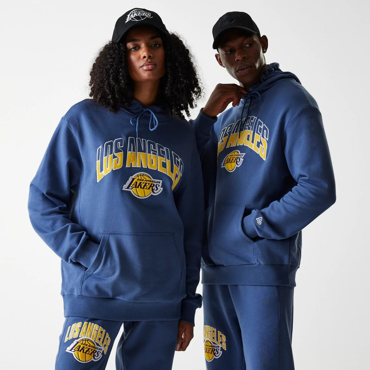 LA Lakers NBA Arch Graphic Dark Blue Oversized Pullover Hoodie-zelvios