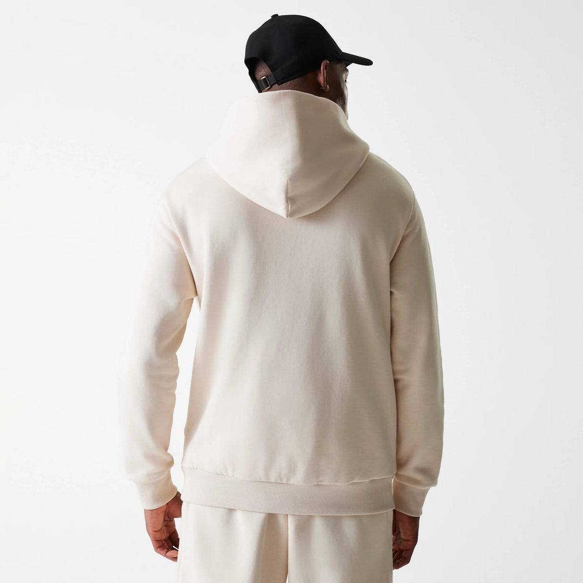 New Era Tech Light Beige Oversized Pullover Hoodie-zelvios