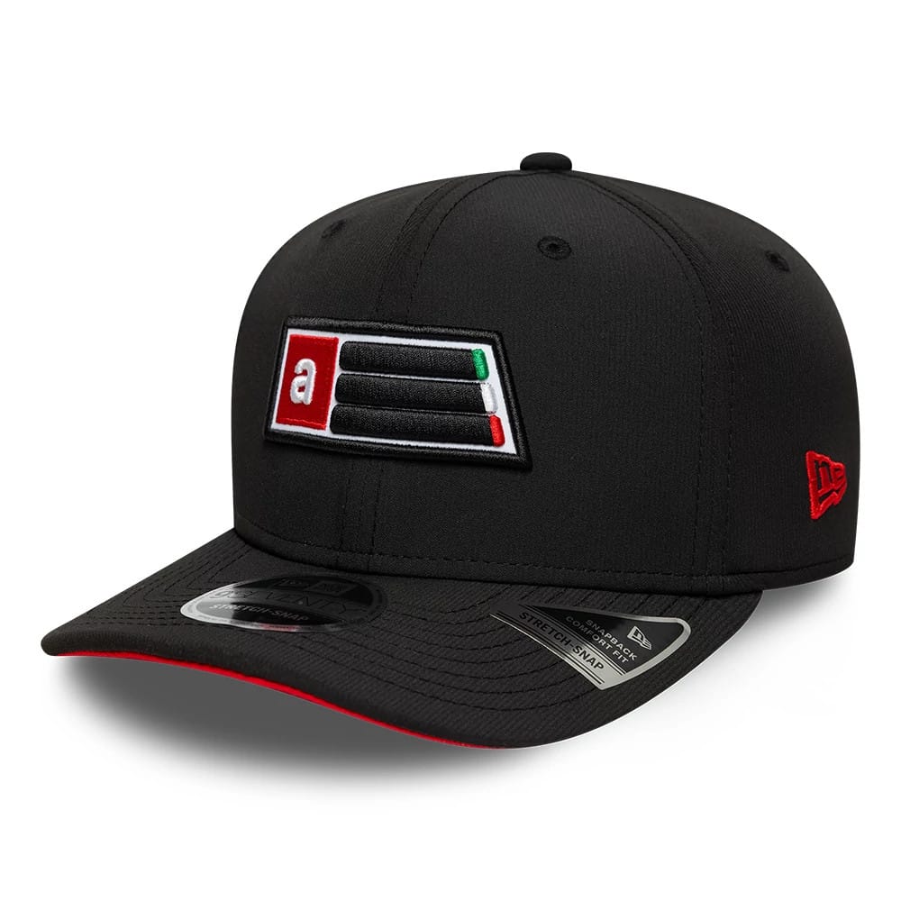 Recycled Aprilia Patch Black 9SEVENTY Stretch Snap Adjustable Cap-zelvios