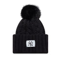 New York Yankees Youth MLB Black Cable Knit Beanie Hat-zelvios