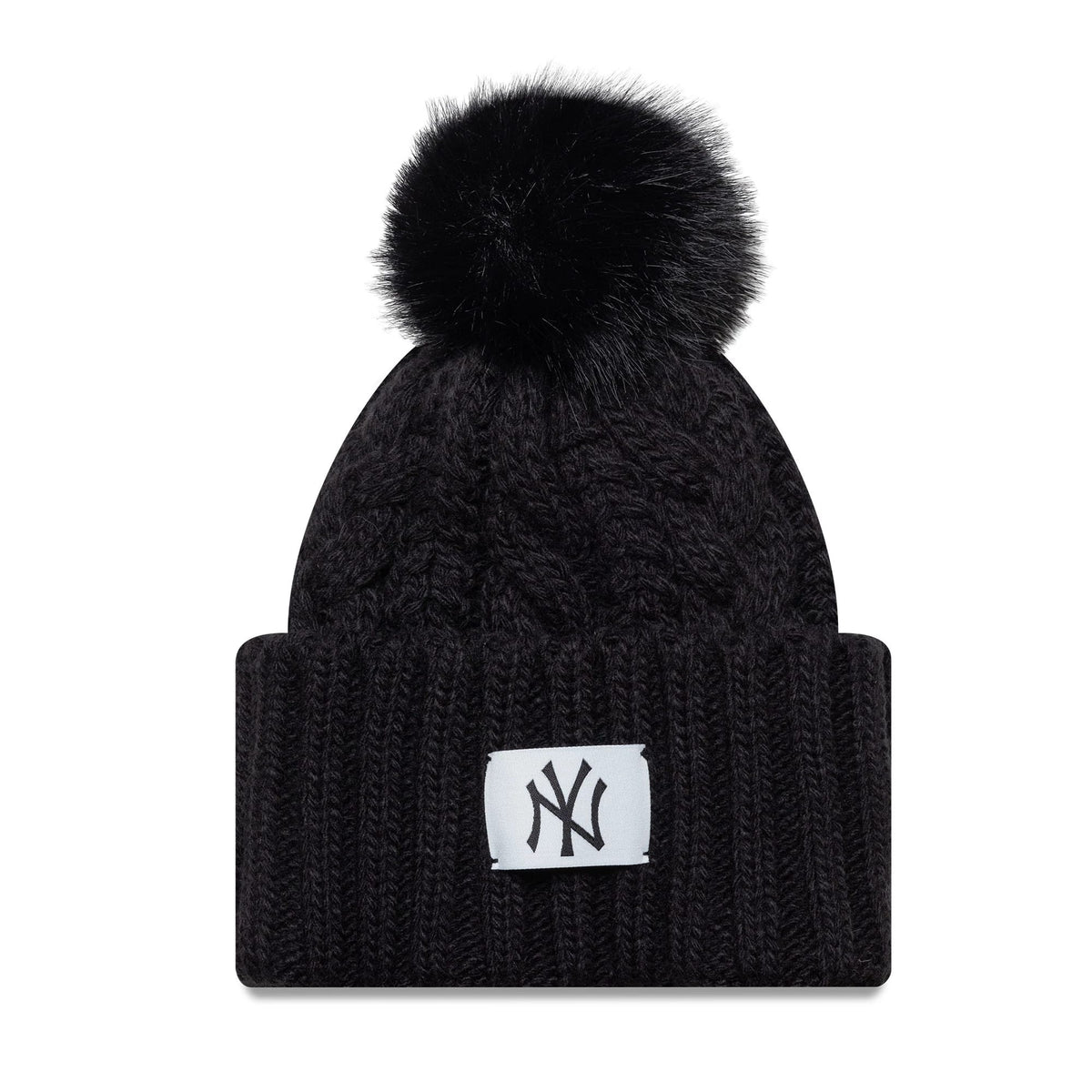 New York Yankees Youth MLB Black Cable Knit Beanie Hat-zelvios