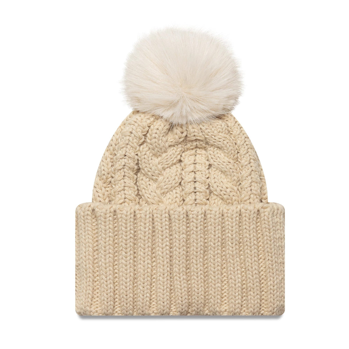 New York Yankees Youth MLB Light Beige Cable Knit Beanie Hat-zelvios
