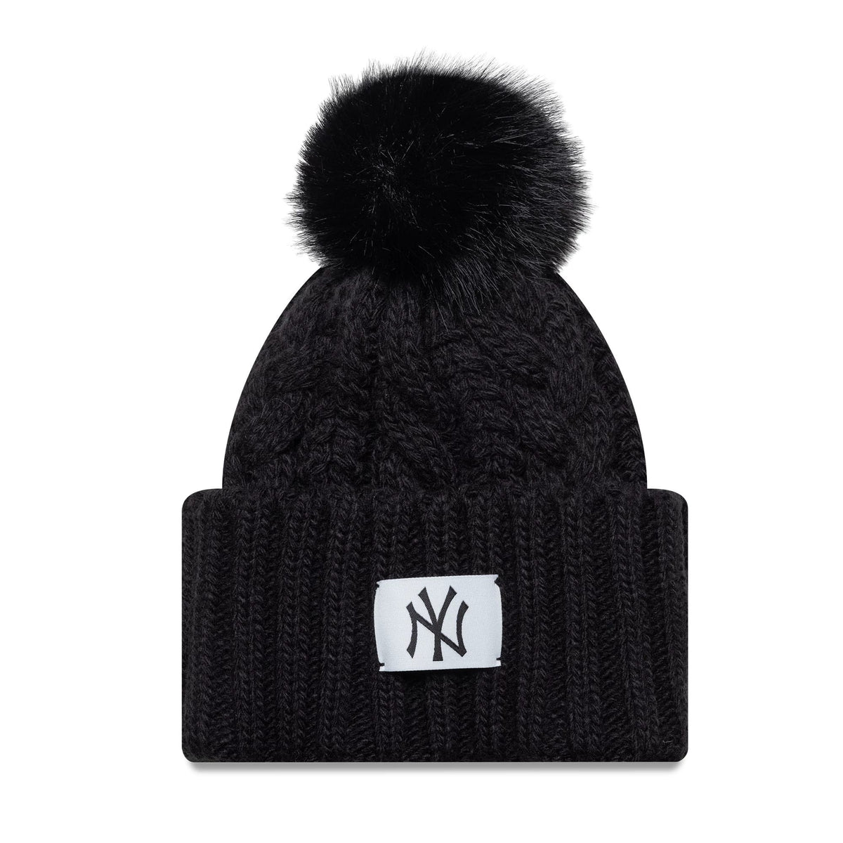 New York Yankees MLB Black Cable Knit Beanie Hat-zelvios