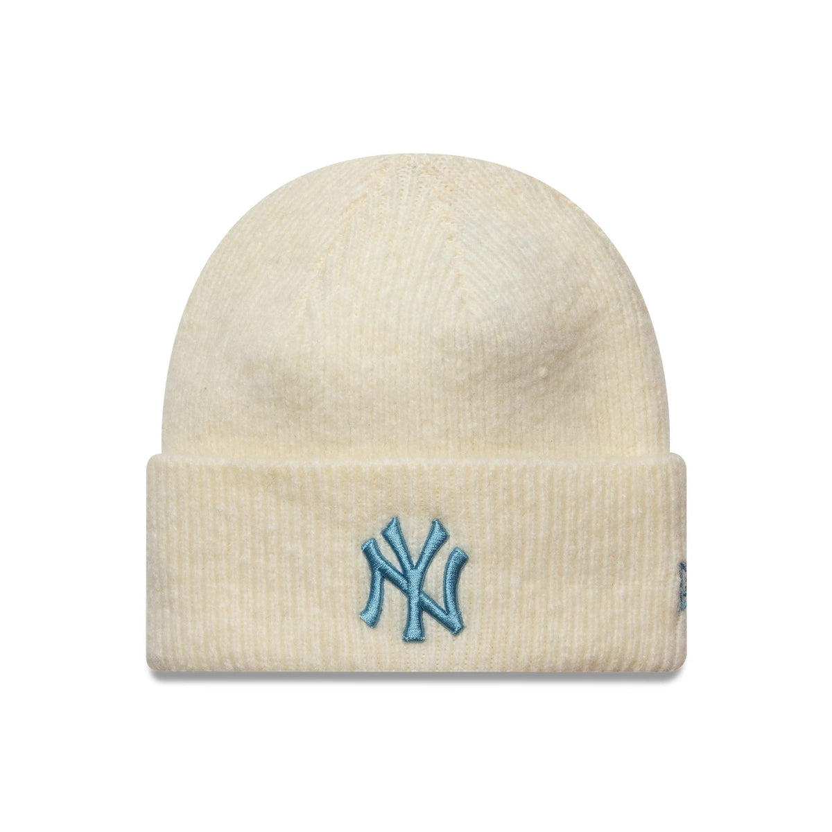 New York Yankees Womens MLB Cream Wide Cuff Knit Beanie Hat-zelvios