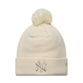 New York Yankees Womens MLB Metallic Light Beige Cuff Knit Beanie Hat-zelvios