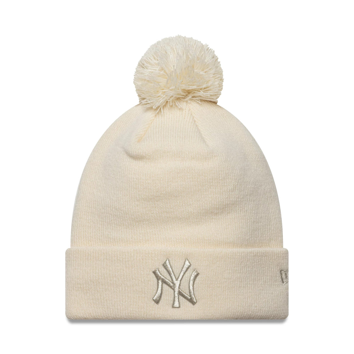 New York Yankees Womens MLB Metallic Light Beige Cuff Knit Beanie Hat-zelvios