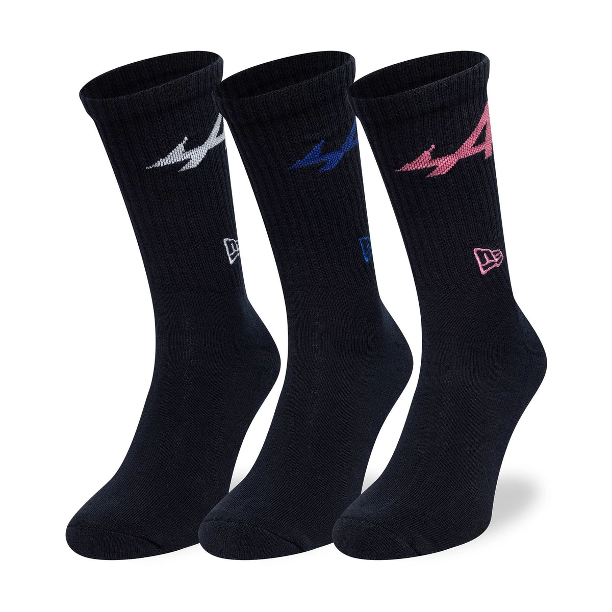 Alpine Racing Alpine Logo Navy 3 Pack Crew Socks-zelvios