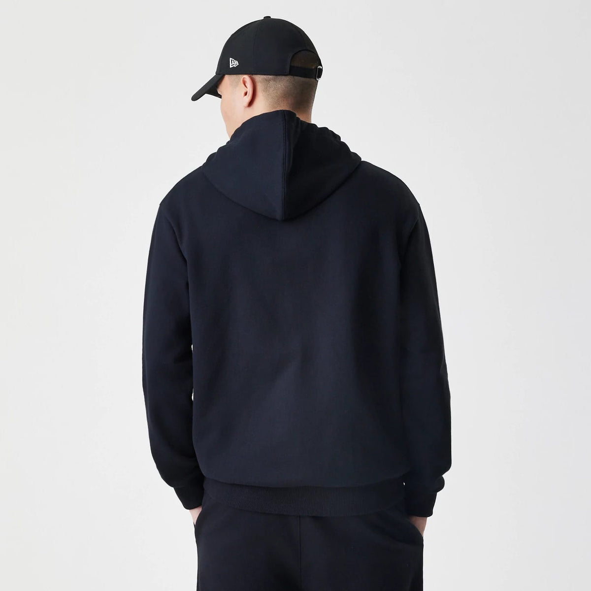 New Era Premium Essential Black Oversized Full Zip Hoodie-zelvios