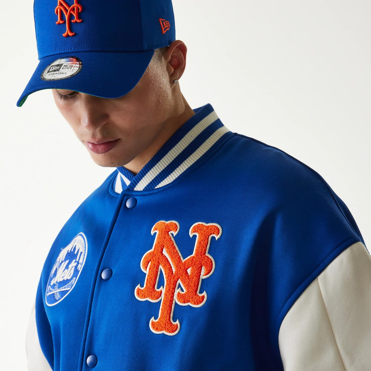 New York Mets MLB Jersey Blue Bomber Jacket-zelvios