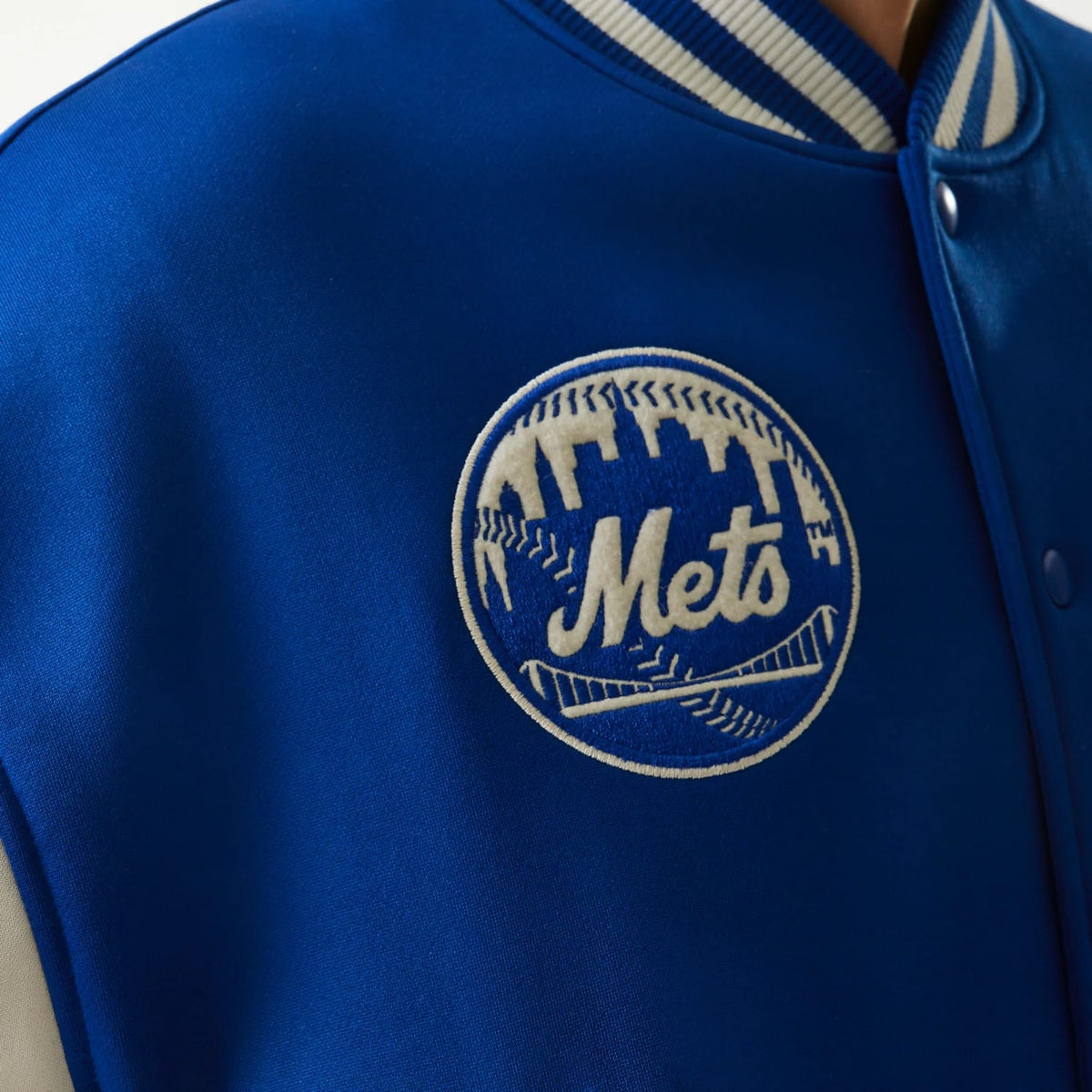 New York Mets MLB Jersey Blue Bomber Jacket-zelvios