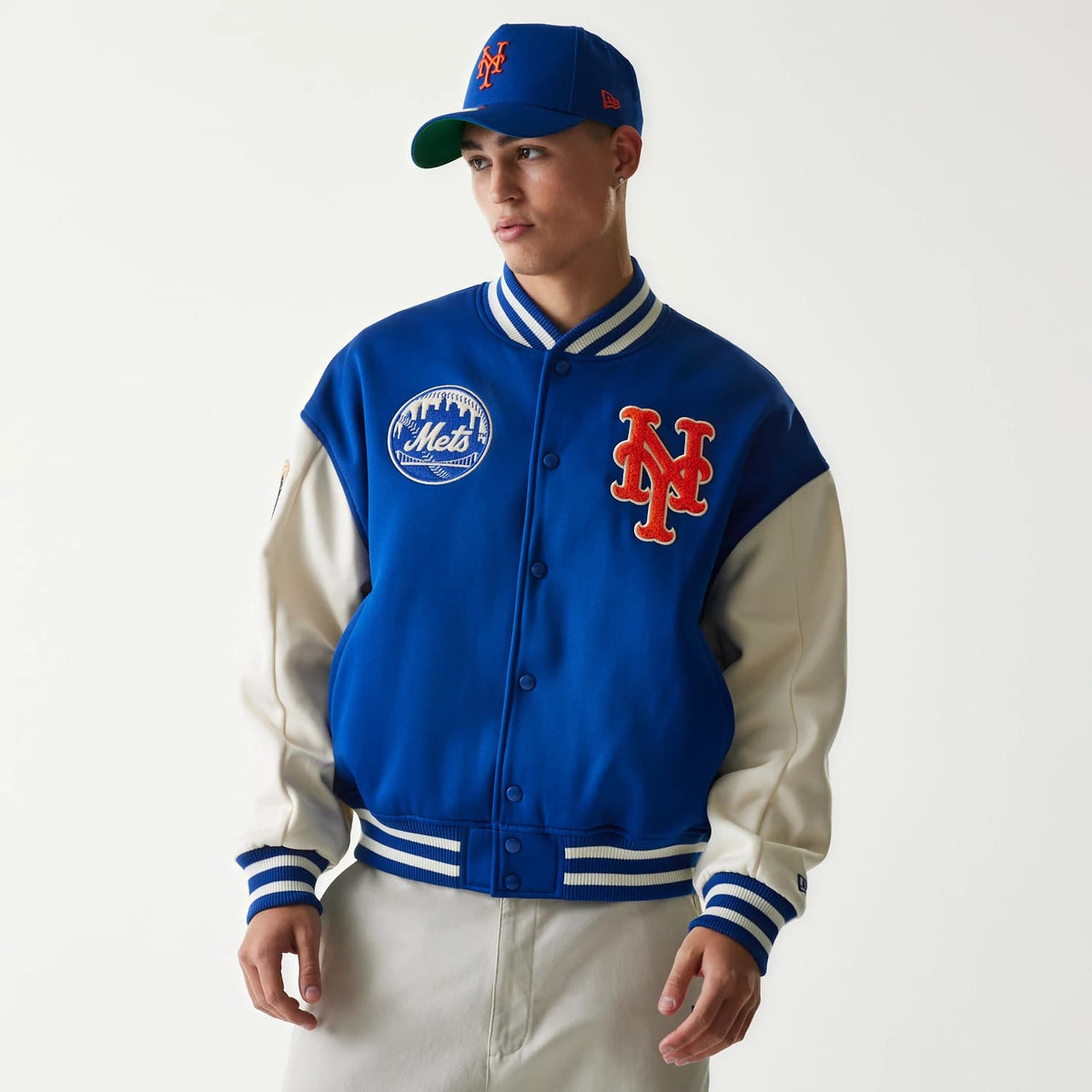 New York Mets MLB Jersey Blue Bomber Jacket-zelvios