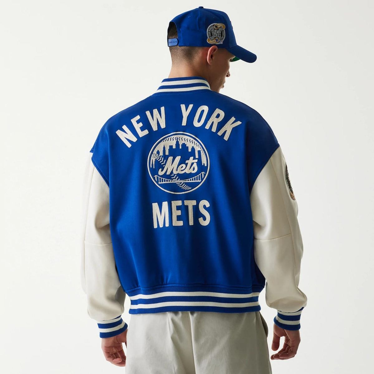 New York Mets MLB Jersey Blue Bomber Jacket-zelvios