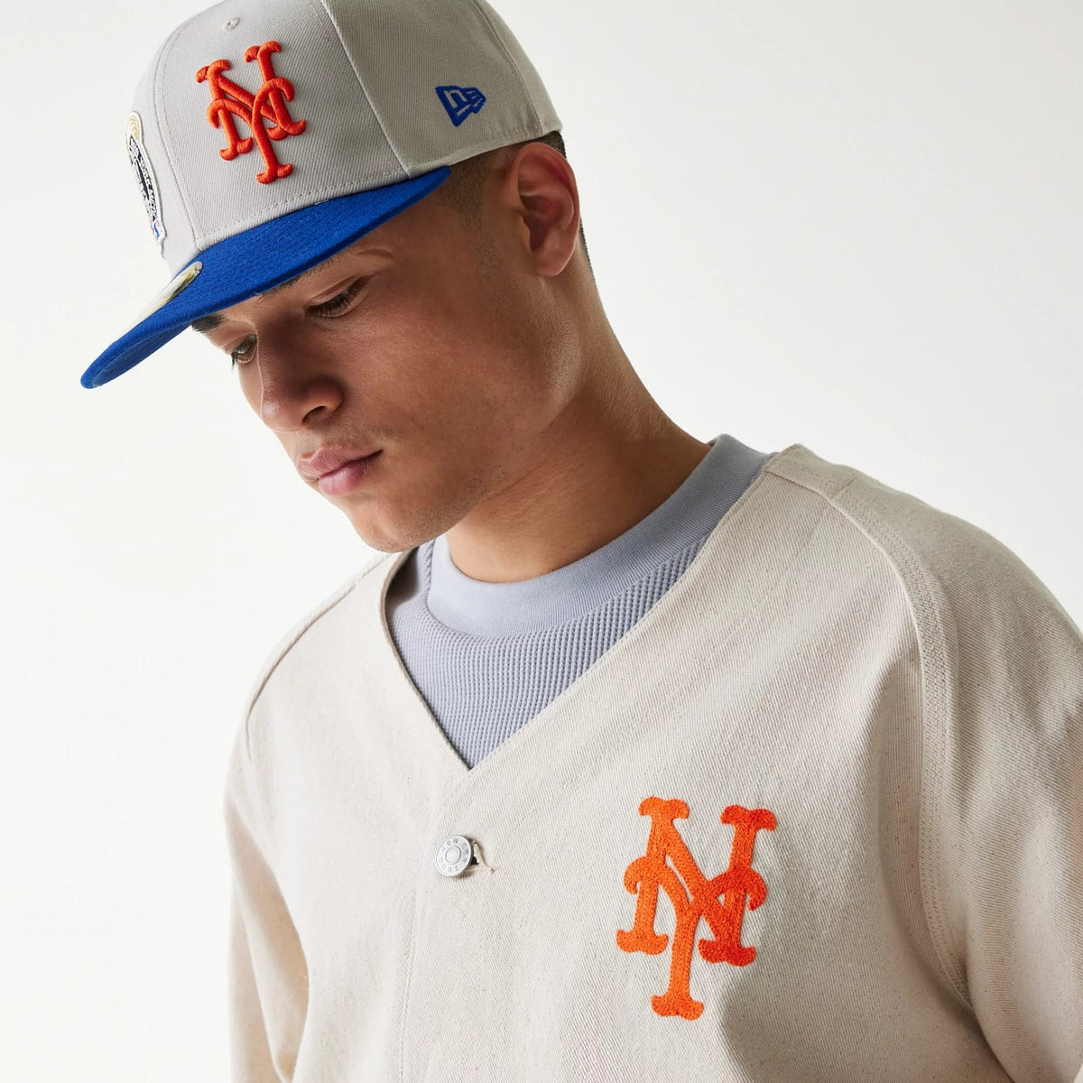 New York Mets MLB Cotton Open Cream Jacket-zelvios