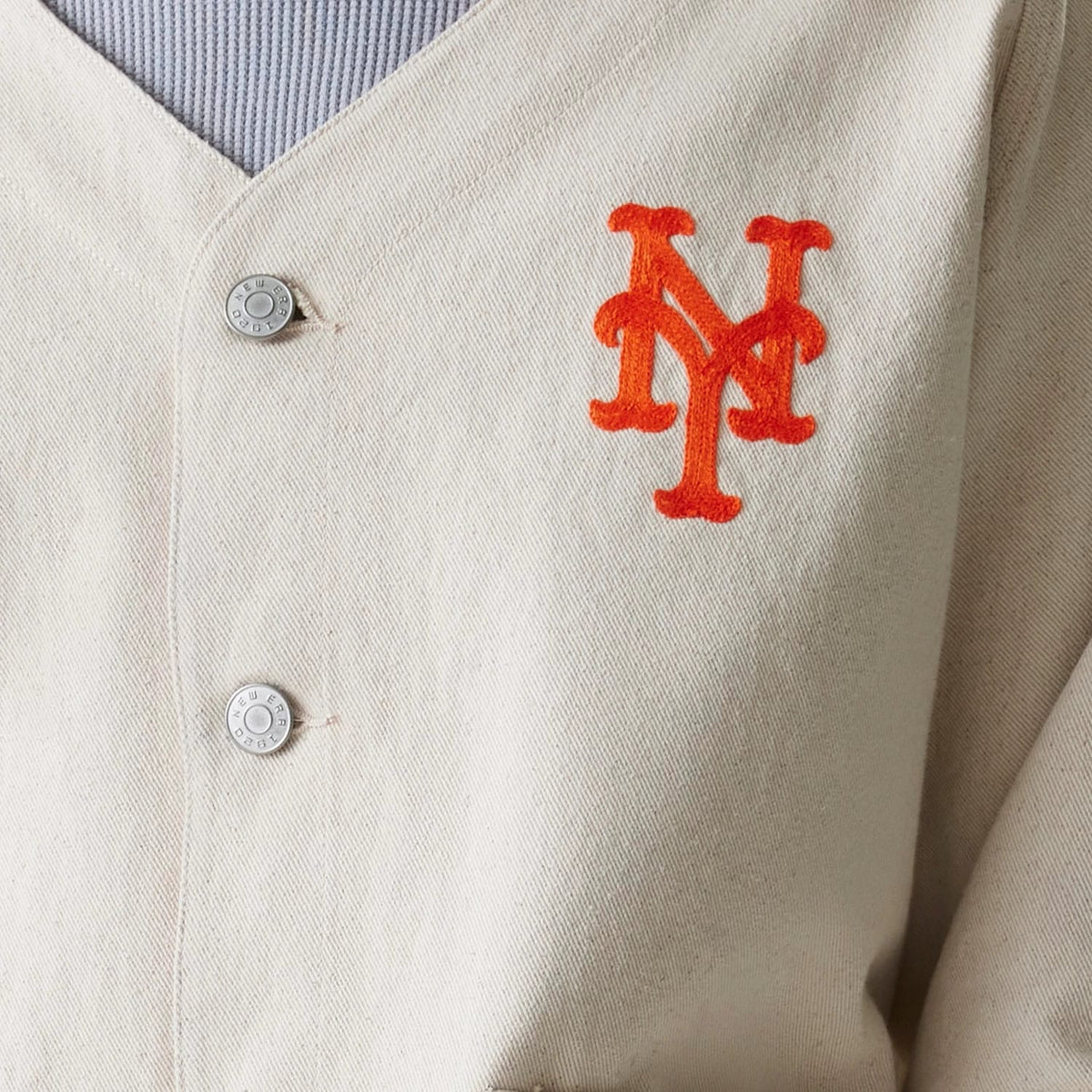 New York Mets MLB Cotton Open Cream Jacket-zelvios