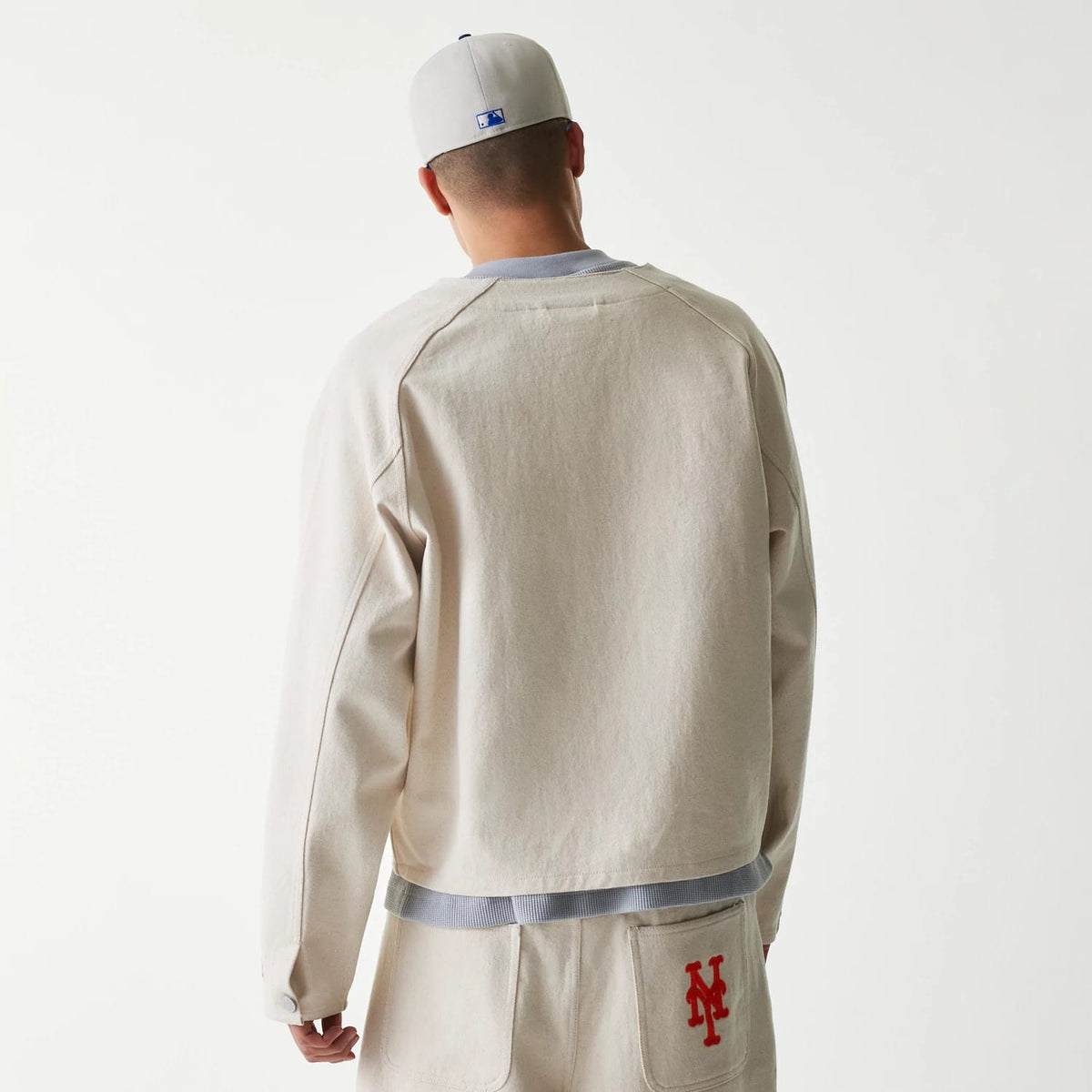 New York Mets MLB Cotton Open Cream Jacket-zelvios