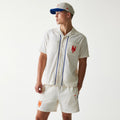 New York Mets MLB Piping Open Cream Short Sleeve Shirt-zelvios